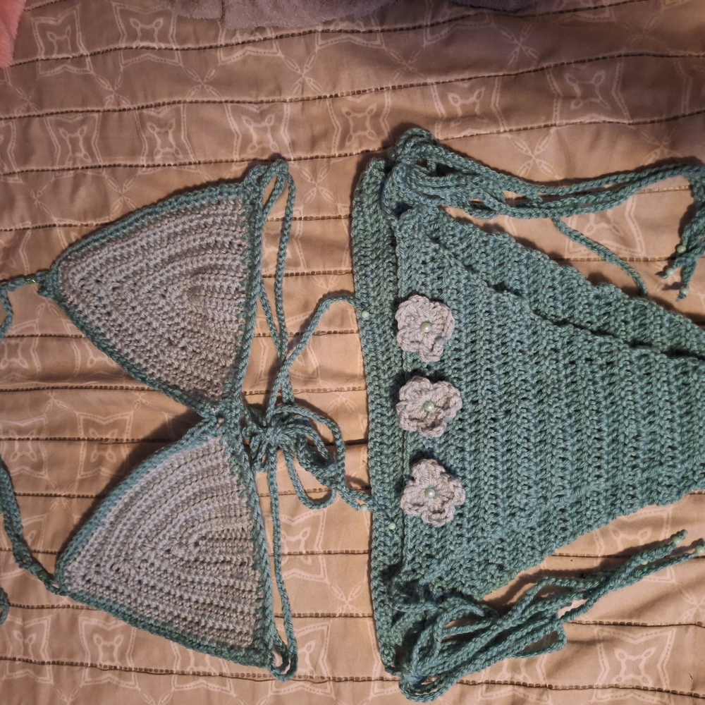 Handcrafted Green Crochet Bikini Set